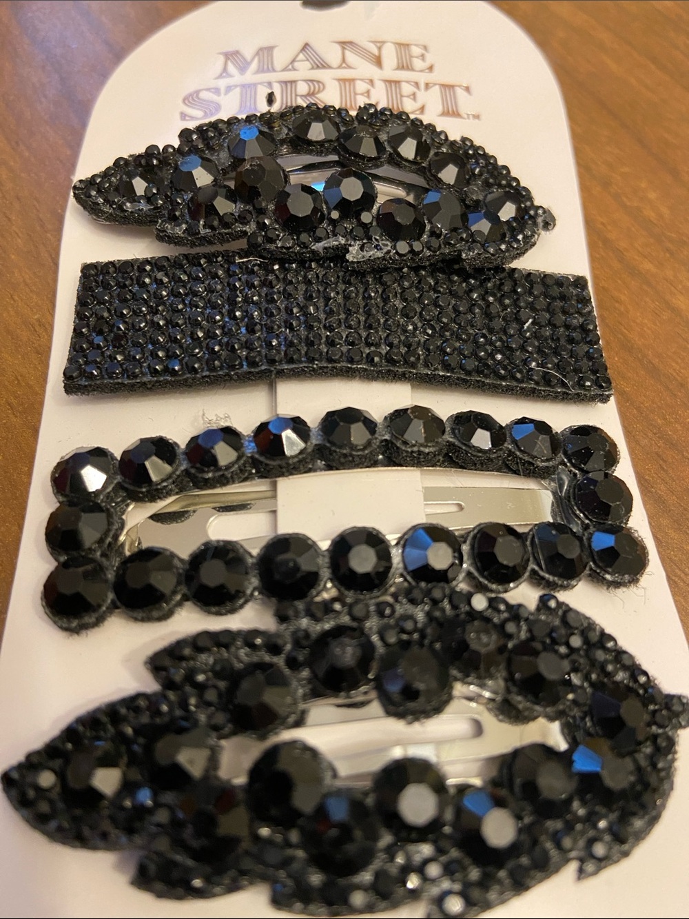 Black Marcasite Like Feminine Lot of 4 Rhinestones Hair Clip Accessories. - Picture 3 of 4